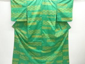 アンティーク　麻の葉模様織出し手織り紬着物